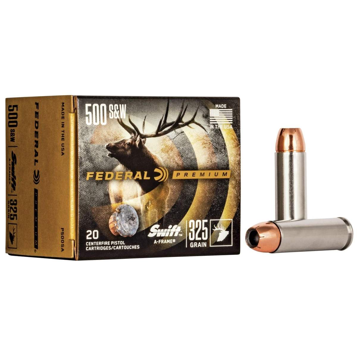 Federal Premium Swift A-Frame Handgun Ammunition .500 S&W 325 gr JHP 1800 fps 20/ct