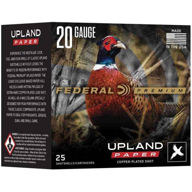 Federal Premium Upland Paper Shotshells 20ga 2-3/4" 1oz 1250 fps #4 25/ct