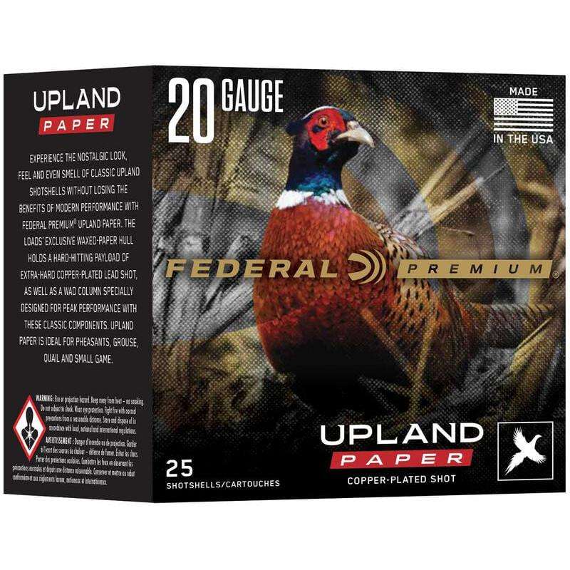 Federal Premium Upland Paper Shotshells 20ga 2-3/4" 1oz 1250 fps #4 25/ct