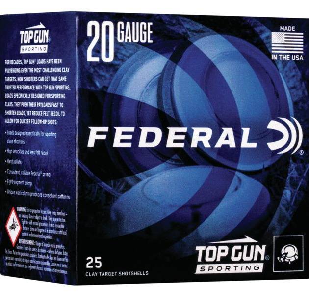 Federal Top Gun Sporting Shotshells 20 ga 2-3/4" 7/8 oz 1250 fps #7.5 25/ct