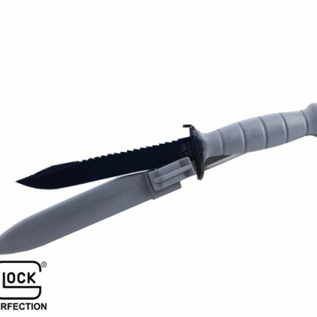 Glock Field Knife 6-1/2" Clip Point Blade Black Grey with Saw Bulk