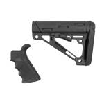 Hogue AR-15/M-16 Kit - Finger Groove Beavertail Grip & Over-Molded Collapsible Buttstock - Fits Commercial Buffer Tube Black