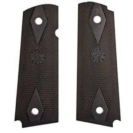 Hogue Colt Government Grips .45 1911 Rubber Grips Panels Checkered with Diamonds  - Black