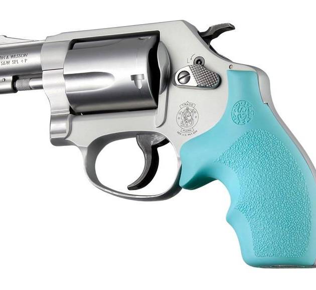 Hogue Rubber Bantam Style Grip for S&W J Frame Round Butt - Aqua