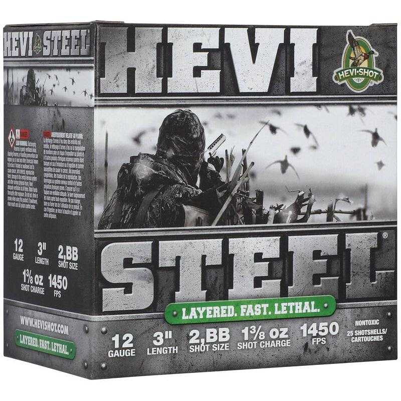HEVI-Shot HEVI-Steel Shotshells 12ga 3" 1-3/8oz 1450 fps #BB 25/ct