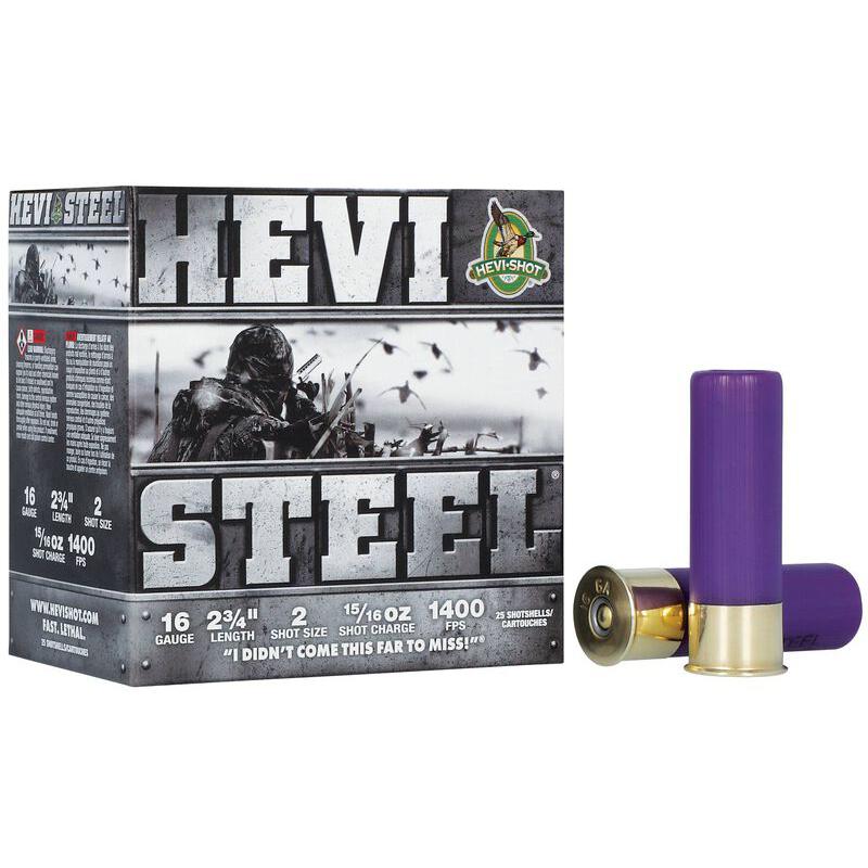 HEVI-Shot HEVI-Steel Shotshell 16ga 2-3/4" 15/16oz 1400 fps #2 25/ct