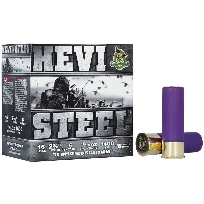 HEVI-Shot HEVI-Steel Shotshells 16ga 2-3/4" 15/16oz 1400 fps #6 25/ct
