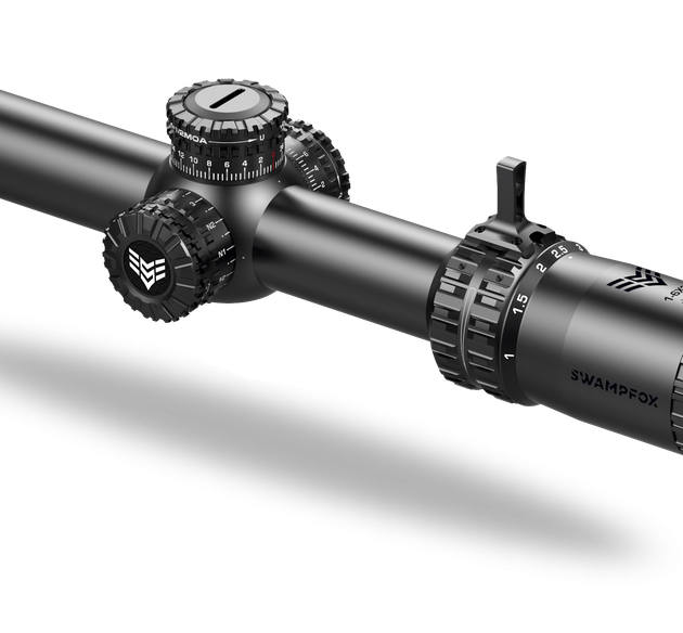 Swampfox Arrowhead LPVO Series Rifle Scope - 1-8x24 30mm SFP Red Guerrilla Dot BDC Long - Black
