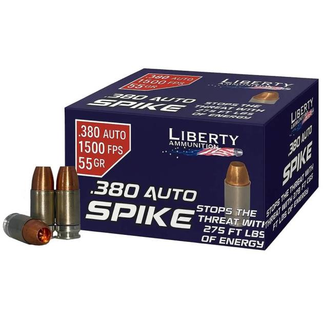 Liberty Spike Handgun Ammunition .380 Auto 55gr HP 1500 fps 20/ct