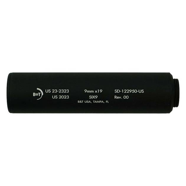 B&T Six9 Wipe Suppressor ONLY 9mm Luger Black Firearm Sold Separately