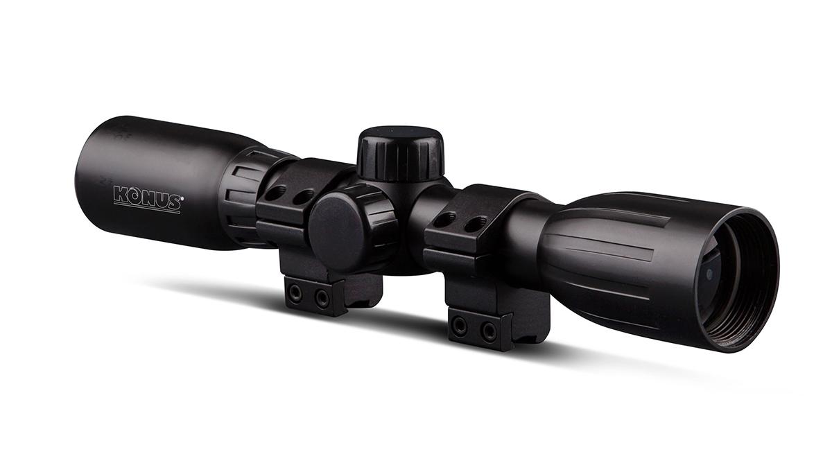 Konus KONUSFIRE 4x32mm Rifle Scope w/.22 Dovetail Mounting Rings 30/30 Reticle Black Matte