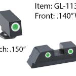 Ameriglo Classic Style 3-Dot Night Sight Set for Select Glocks / Front Tritium - Green / Front Outline - White / Rear Tritium - Green / Rear Outline -