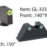 Amerigo Custom Combination Tall Suppressor Height Set - All Glock Models Except 42 43 / Front Tritium - Green / Front Outline - LumiGreen / Rear Trit