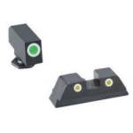 Green YellowTritium 3 dot sight set white outlines for Glock 42-43