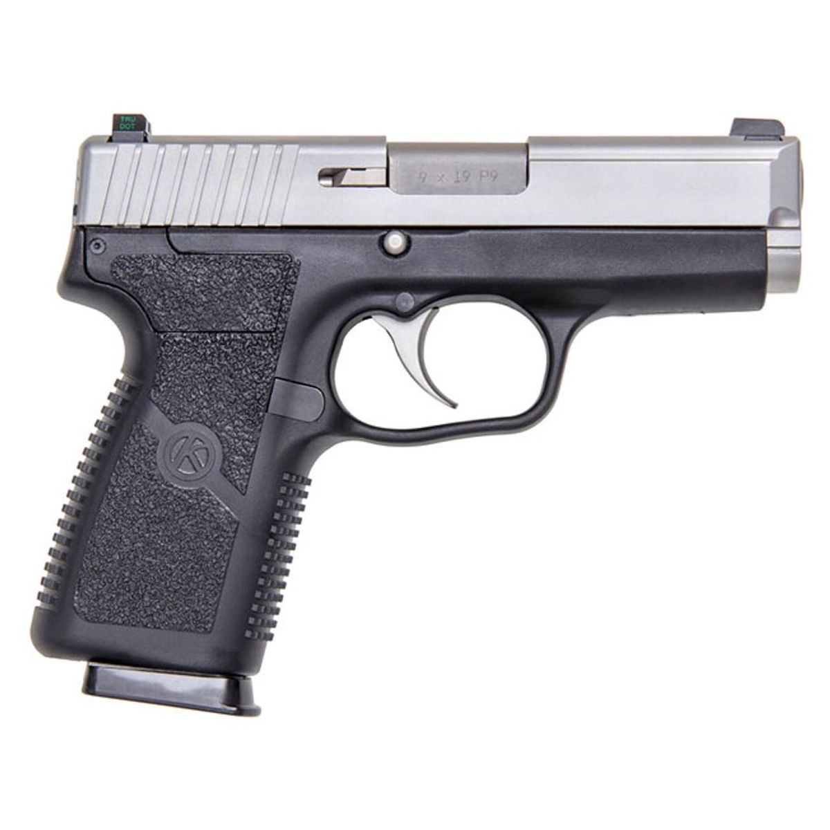 Kahr P9 Handgun 9mm Luger 7rd(2)&8rd(1) Magazines 3.6" Barrel Stainless Slide/Black Grip Night Sights CA Compliant