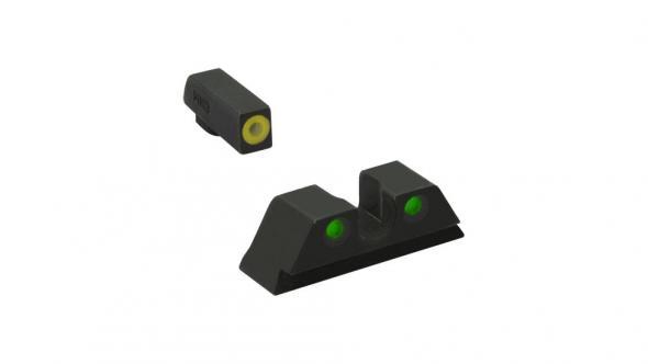 Meprolight ML46500 Hyper-Bright Yellow Ring Front/Green Rear Sights for Taurus 3GC