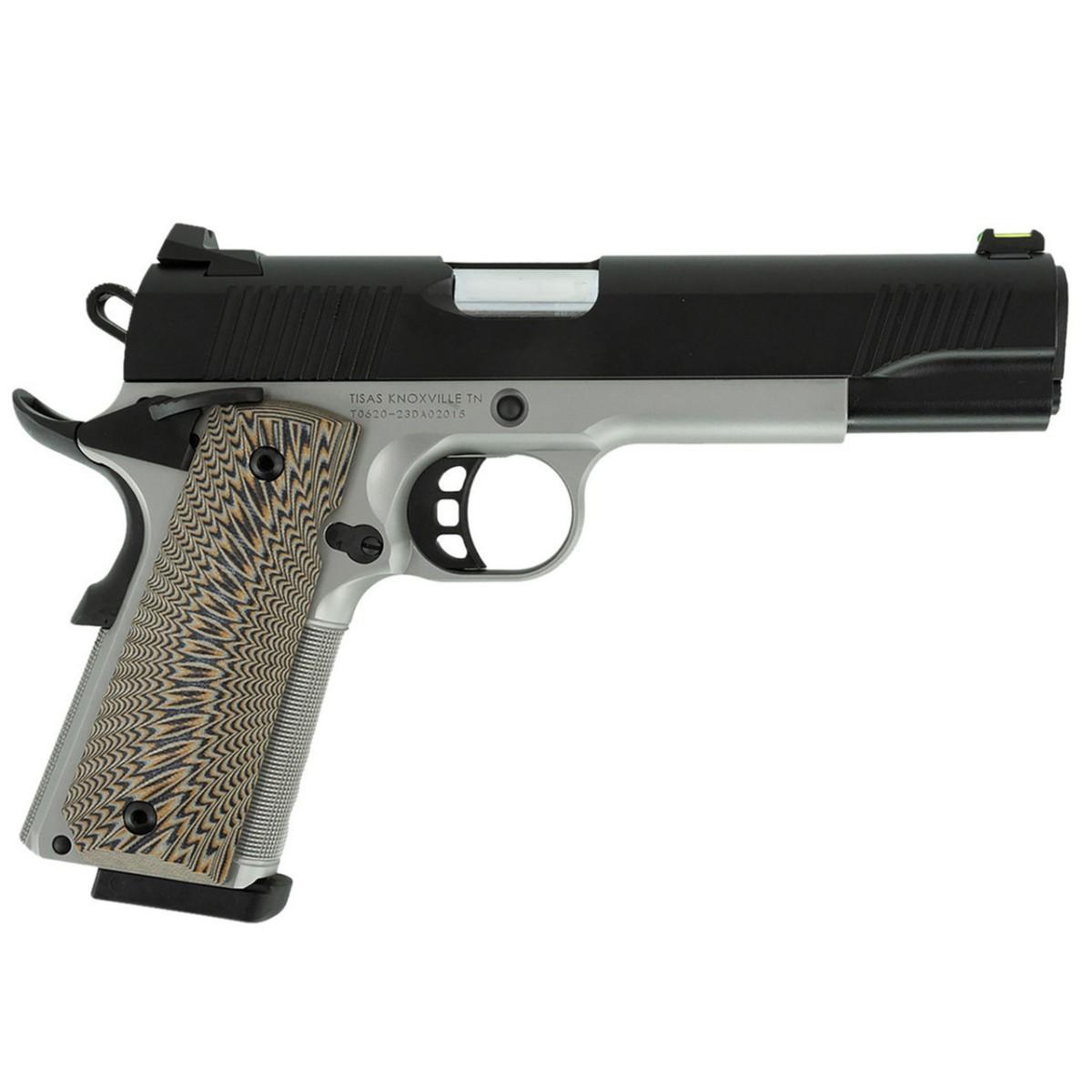 Tisas 1911 D10 Handgun 10mm Auto 8rd Magazine(2) 5'' Barrel Stainless Steel Frame Fiber Optic Sight