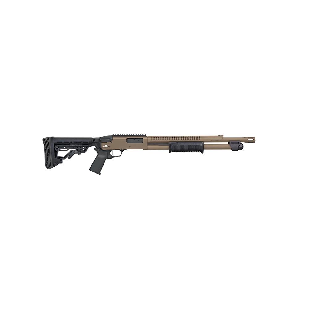 Mossberg 590R Stand-Off FDE Cerakote Shotgun 12ga 3" Chamber 6rd Capacity 18.5" Barrel Adjustable Stock