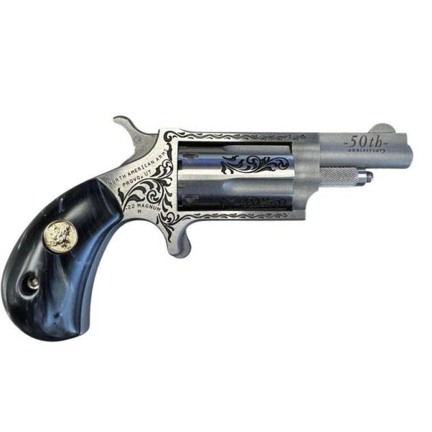 NAA  50th Anniversary Stainless Steel Handgun .22 WMR 5rd Capacity 1.625" Barrel Black Pearl Grip Limited Edition
