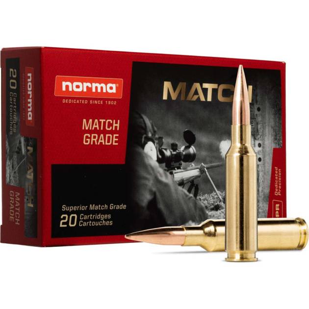 Norma Golden Target Rifle Ammunition 6.5 Creedmoor 130gr BTHP 2851 fps 20/ct