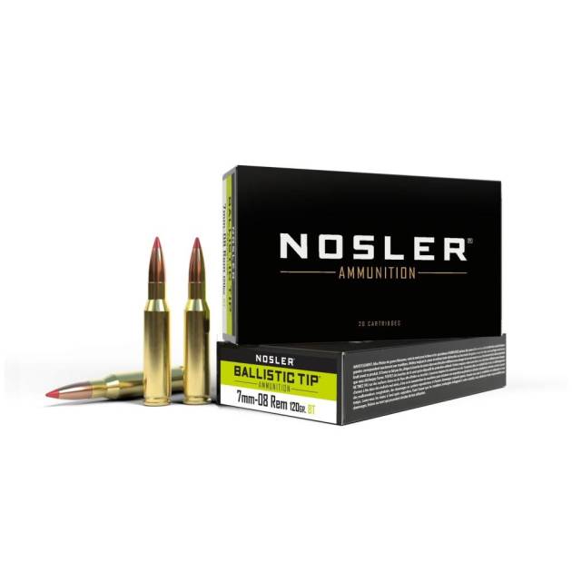 Nosler Ballistic Tip Hunting Rifle Ammunition 7mm-08 120gr PT 3000 fps 20/ct