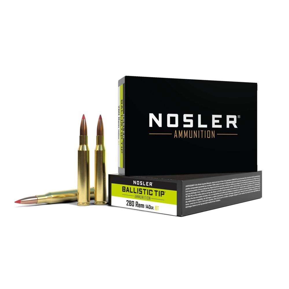 Nosler Ballistic Tip Hunting Rifle Ammunition .280 Rem 140gr PT 3000 fps 20/ct