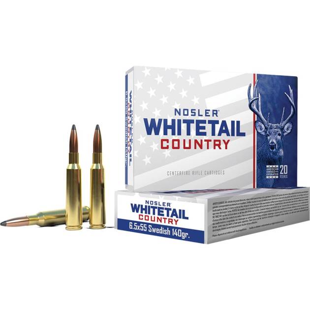 Nosler Whitetail Country Rifle Ammunition 6.5x55mm Swedish Mauser 140gr JSP 2600 fps 20/ct
