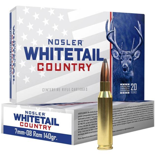 Nosler Whitetail Country Rifle Ammunition 7mm-08 Rem 140gr SP 2825 fps 20/ct