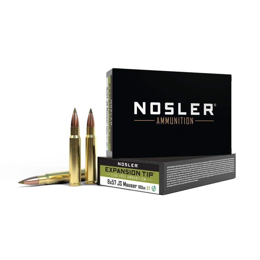Nosler E-Tip Rifle Ammunition 8x57 JS 180gr PT 2550 fps 20/ct