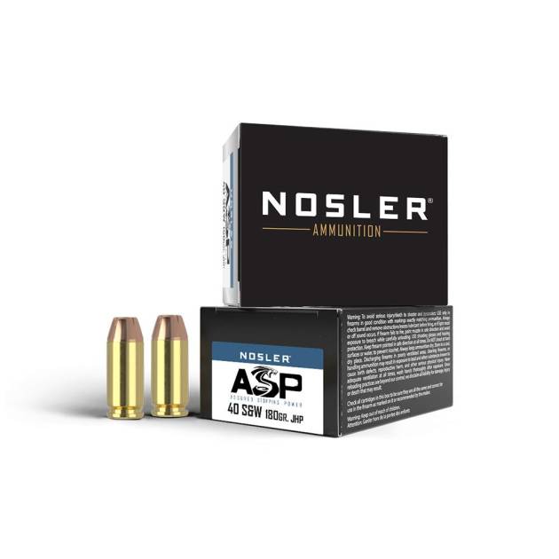 Nosler ASP Handgun Ammunition .40 S&W 180 gr JHP 1005 fps 20/ct