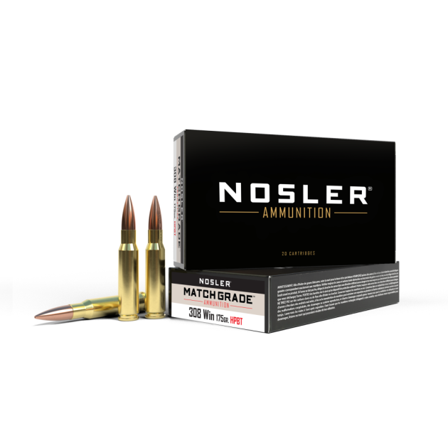 Nosler Custom Competition Match Grade Rifle Ammunition .308 Win 175 gr OTM 2600 fps 20/ct