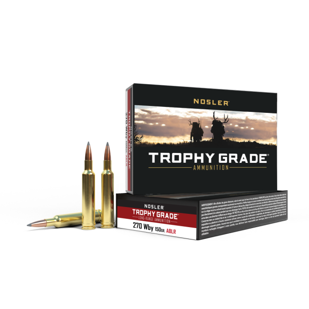 Nosler Accubond Long Range Trophy Grade Rifle Ammunition .270 Wby Mag 150 gr PT 3080 fps 20/ct