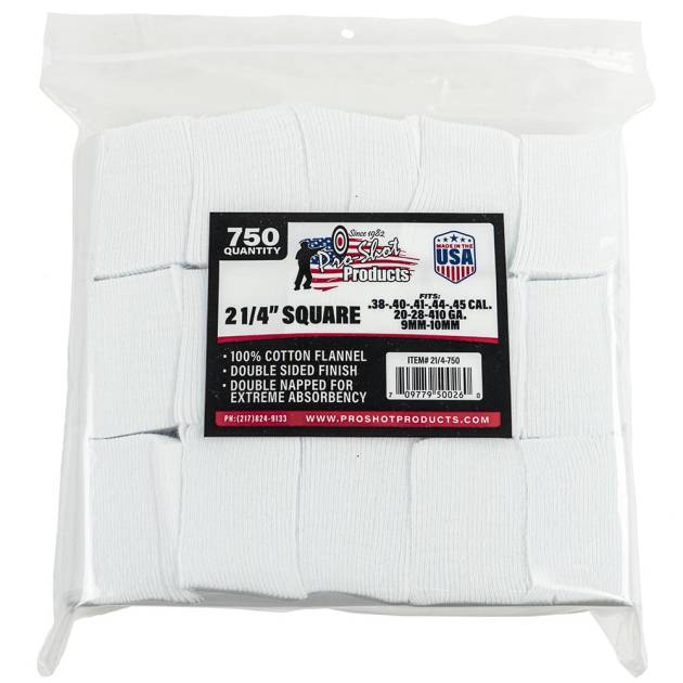 Pro-Shot 2 1/4" Square 100% Cotton Patches 750/ct