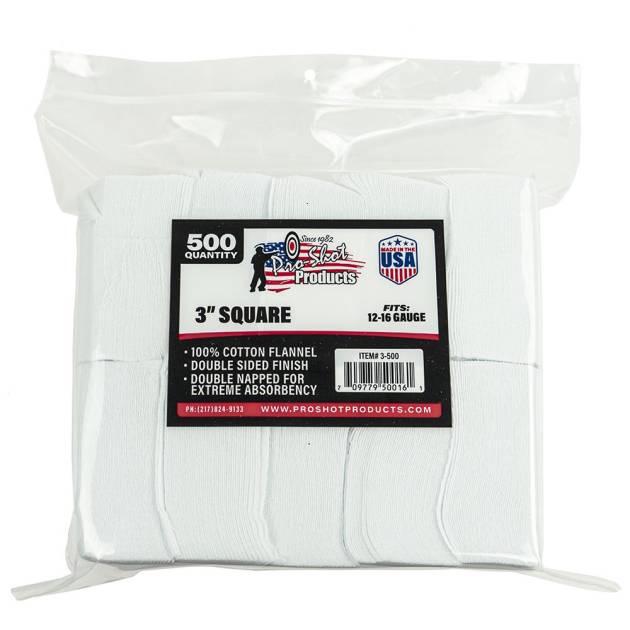 Pro-Shot 3" Square 100% Cotton Patches 500/ct