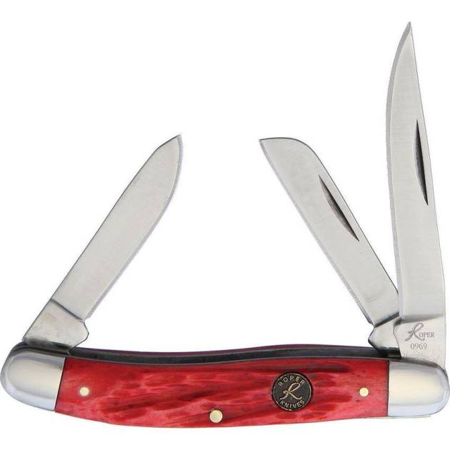 Roper Knives Stockman Chaparral Series Pocket Knife 3 Blades 2-1/2" Red Bone