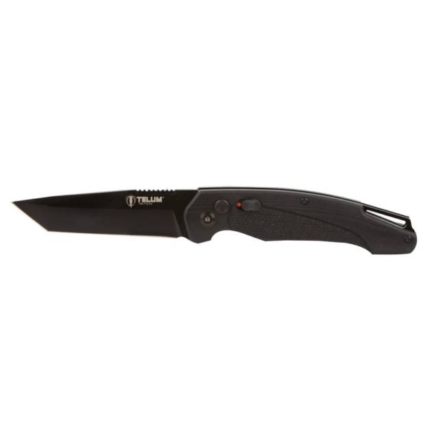 Telum Titan Tactical Automatic Folding Knife 4" Tanto Blade Black