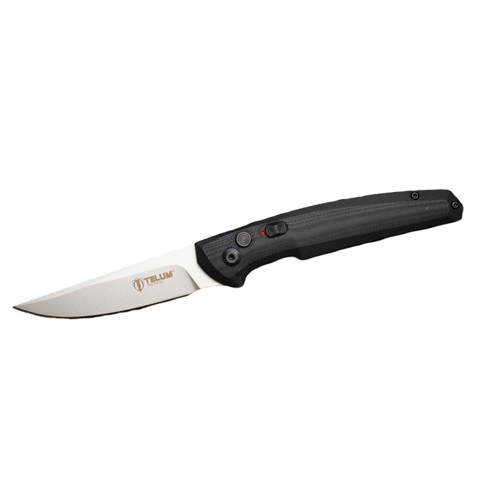 Telum Glaive Tactical Automatic Folding Knife 4" Drop Point Blade Black