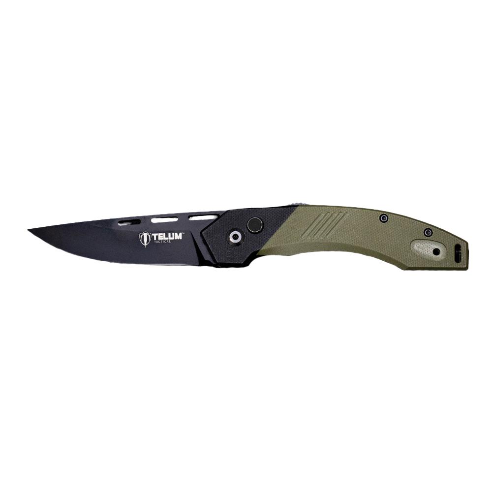 Telum Scorch Tactical Automatic Folding Knife 3-1/2" Drop Point Blade OD Green