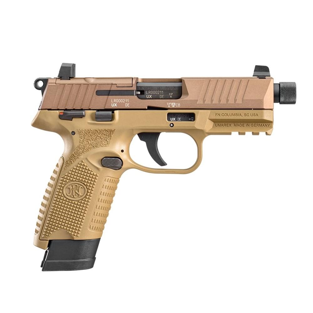 FN USA 502 Tactical Handgun .22 LR 10rd & 15rd Magazines (2) 4.6" Threaded Barrel FDE