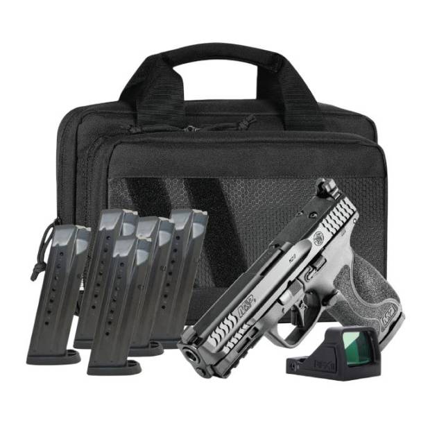 S&W M&P 9 Full Size M2.0 Optic Ready Handgun Bundle 9mm Luger 17rd Magazine(6) 4.22" Barrel No Thumb Safety Black RFX11 Green Dot Savior Bag