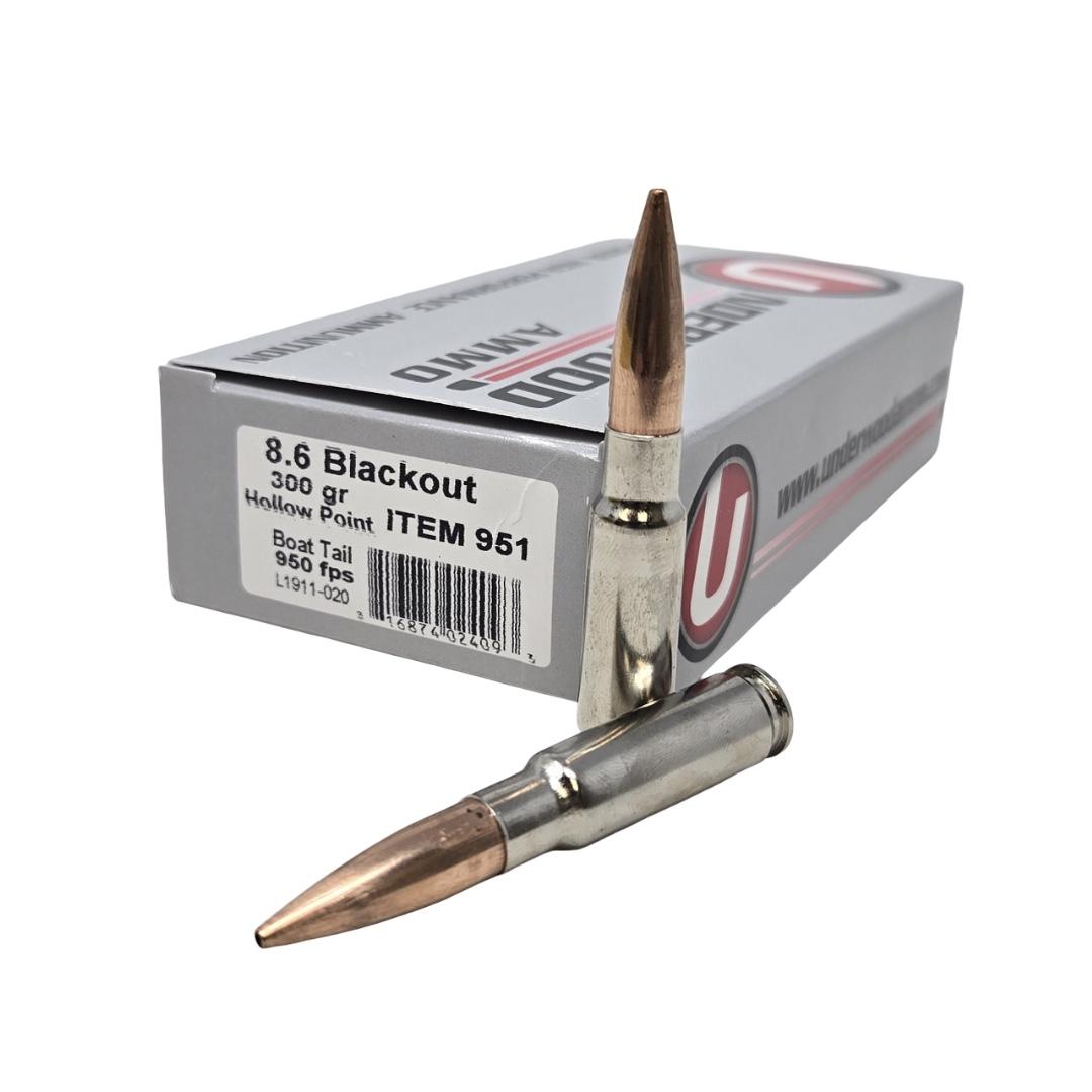 Underwood Subsonic Rifle Ammunition 8.6 Blackout 300gr HPBT 950 fps 20/ct