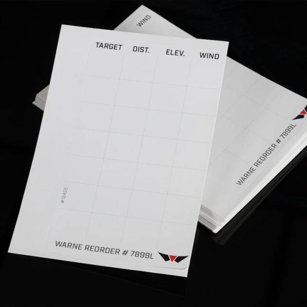 Warne Data Card Label Refills for Warne Skyline Precision Mount - 50/pk