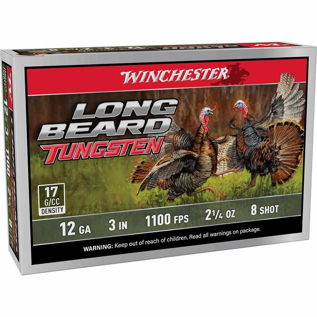 Winchester Long Beard Tungsten Shotshell 12ga 3" 2-1/4oz 1100 fps #8 5/ct
