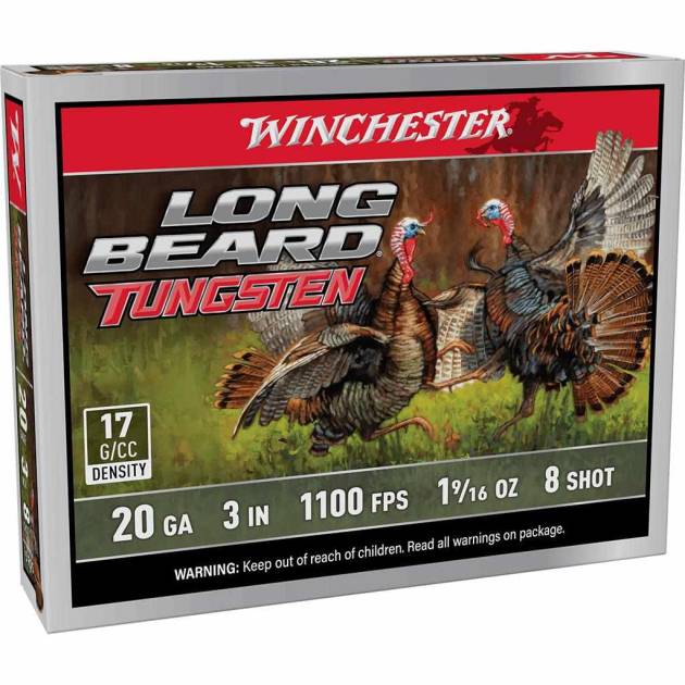 Winchester Long Beard Tungsten Shotshell 20ga 3" 1-9/16oz 1100 fps #8 5/ct