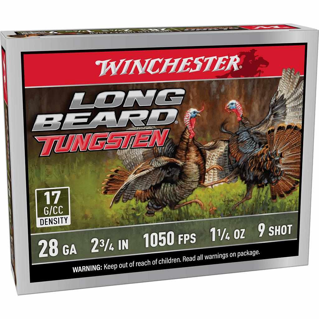 Winchester Long Beard Tungsten Shotshell 28ga 2-3/4" 1-1/4oz 1150 fps #9 5/ct