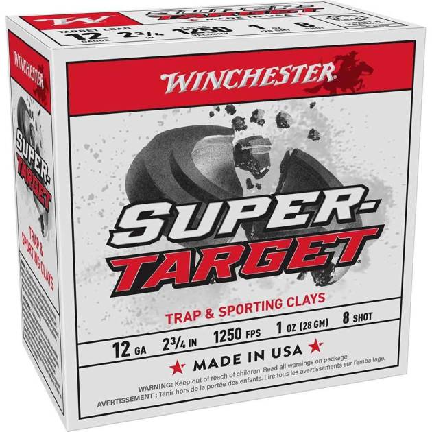 Winchester Super-Target Shotshells 12ga 2-3/4" 1oz 1250 fps #8 25/ct