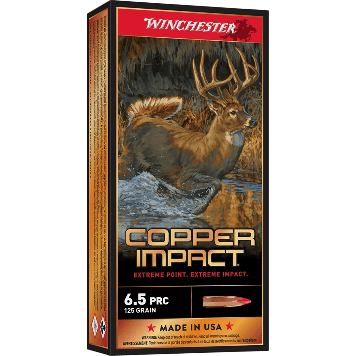 Winchester Copper Impact Rifle Ammunition 6.5 PRC 125 gr. BT 3100 fps 20/ct