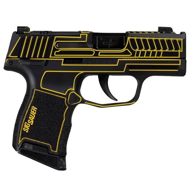 Sig Sauer P365 "Outlander Yellow Laser" Handgun 9mm Luger 10rd Magazines(2) 3.1" Black Barrel X-RAY 3 Sights Manual Safety