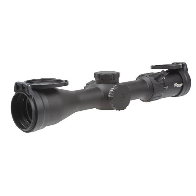 Sig Sauer Whiskey 4 Low Profile Rifle Scope 3-12x44 30mm SFP Hellfire Quadplex Illum Capped 0.25 MOA - Black