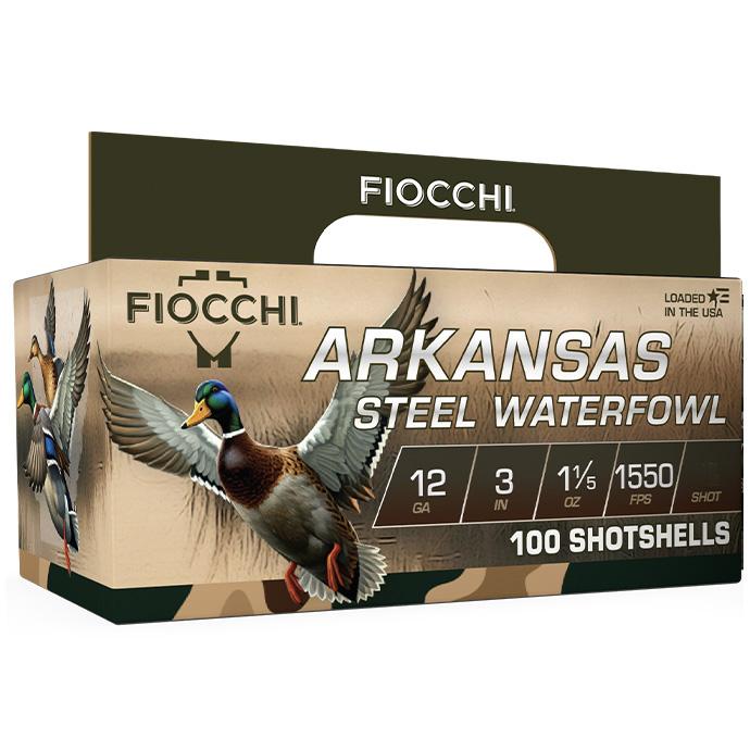 Fiocchi Arkansas Steel Waterfowl Shotshells 12ga 3" 1-1/5oz 1550 fps #3 100/ct